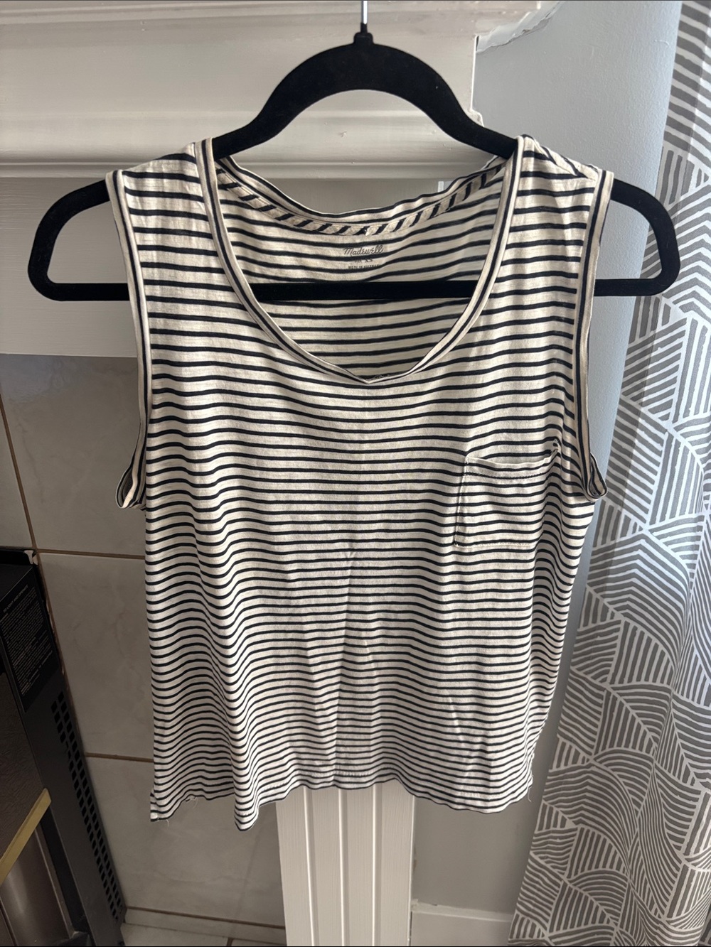 Madewell Black & White Striped Scoop Neck Tank